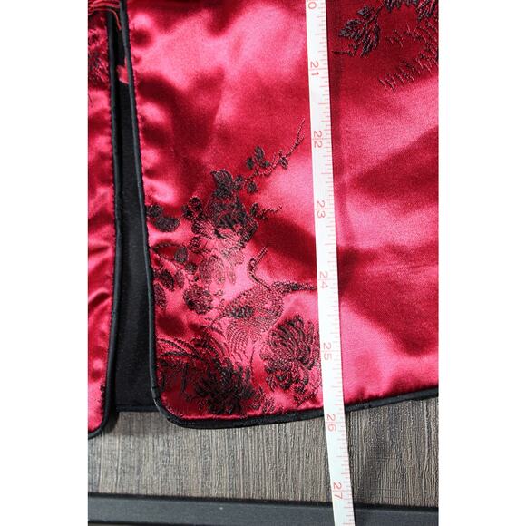 Vintage Oriental Reversable Jacket Frog Closure Black and Red with Pockets M - Picture 13 of 16